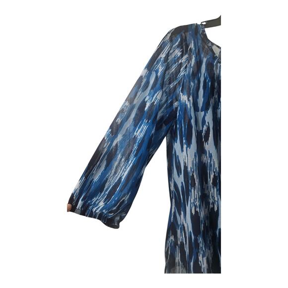 INC International Concepts Womens Blouse XL Blue Sheer Overlay Camisole Keyhole - Picture 3 of 7